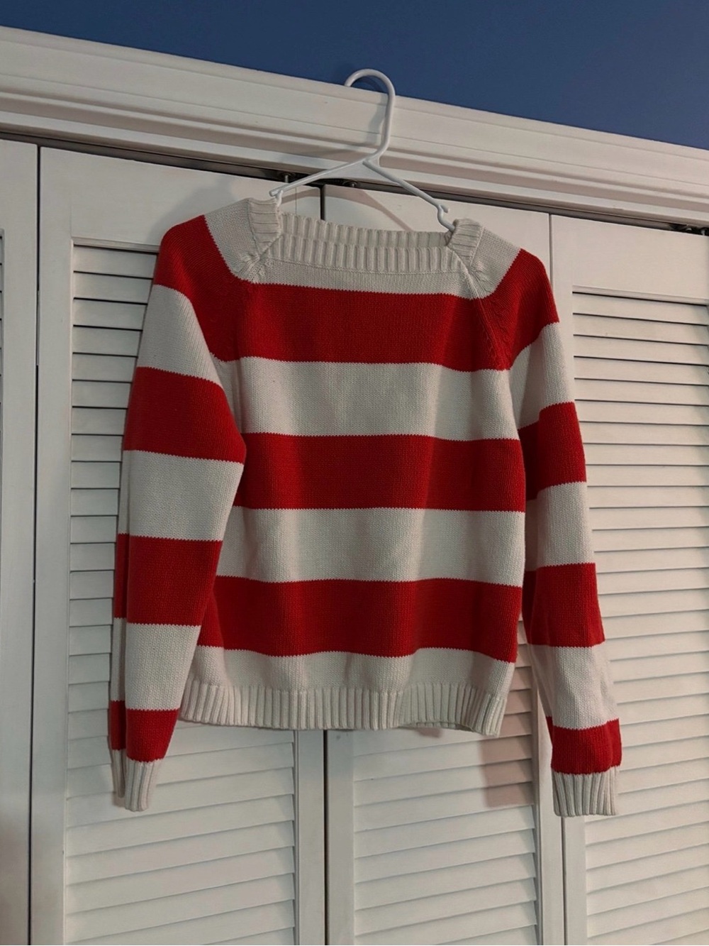 Pierre Cardin Red and White Striped Crewneck Sweater